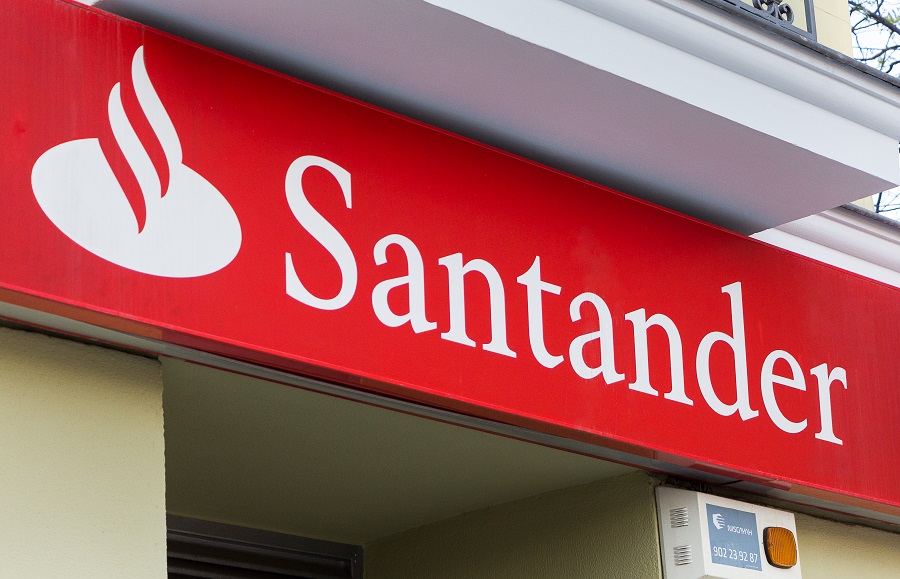 Santander Bank logo on building