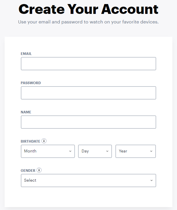 Create your account on Hulu