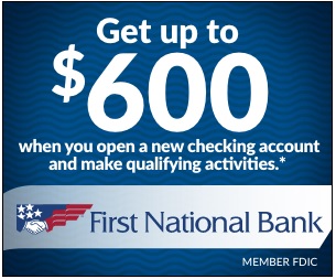 First National Bank $600 bonus offer