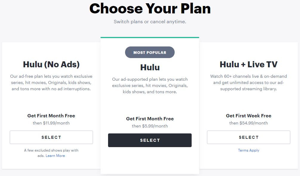 Hulu plan options