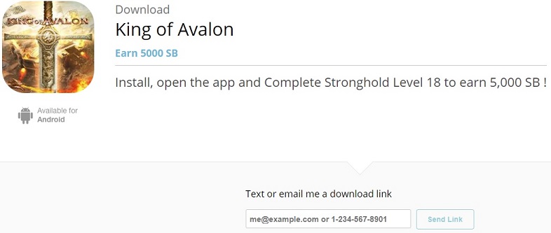 King of Avalon download screen on Swagbucks