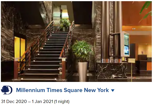 Millennium Times Square New York New Year's Eve 2021 sample booking