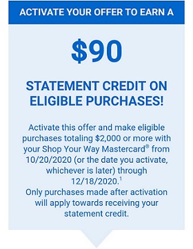 Shop Your Way Mastercard offer: $90 statement credit