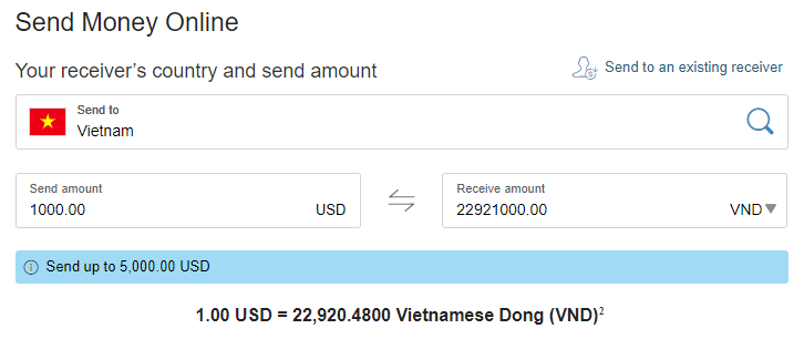 Ways To Send Money Internationally: Western Union USD to VND conversion