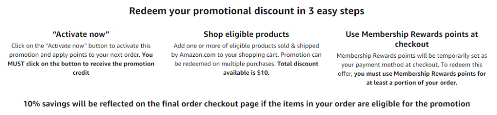 Amazon/Amex redeem 10% off offer in 3 easy steps