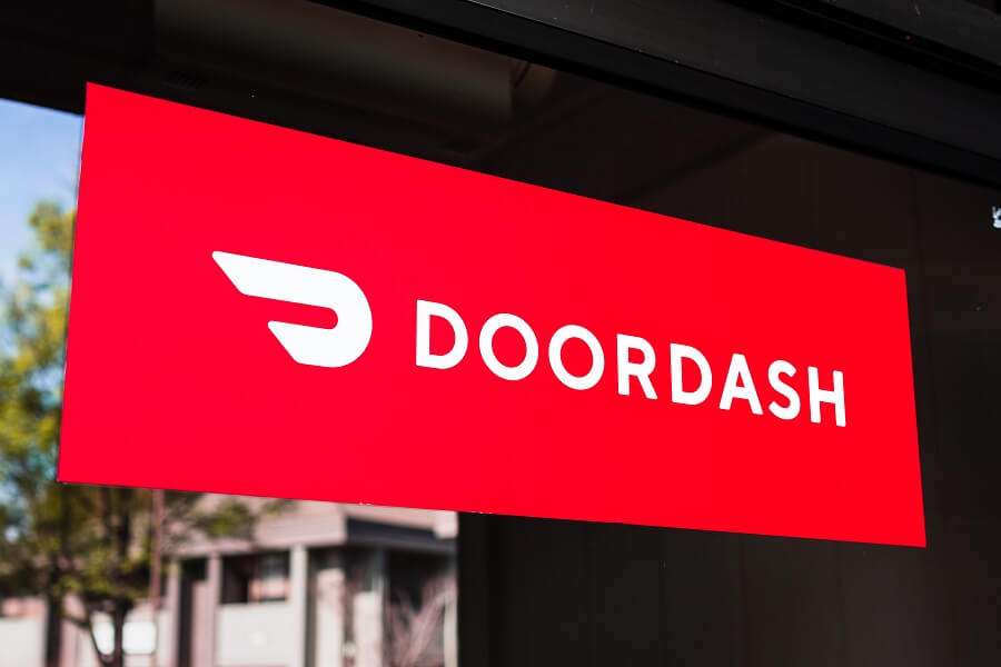 DoorDash logo on window