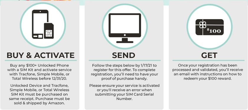 Steps to get Amazon $100 unlocked phone reward promotion