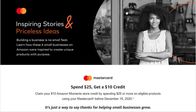 Mastercard Amazon Moments offer landing page image