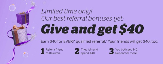 Rakuten $40 referral bonus promotion