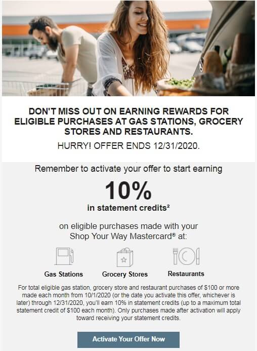 Sears Shop Your Way 10% back gas/groceries/restaurants
