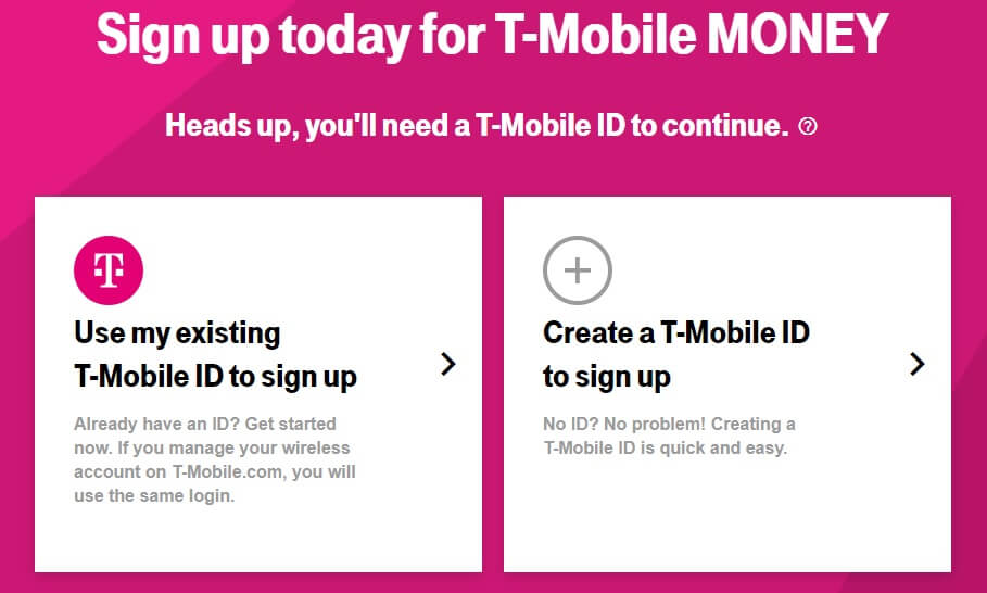 Sign up for T-Mobile MONEY online