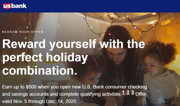U.S. Bank $500 checking + savings account bonus offer banner
