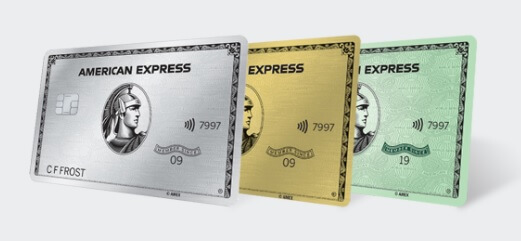 American Express Platinum, Gold, and Green cards