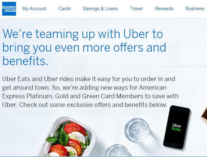 American Express and Uber promotion offering 12 free months of Eats Pass