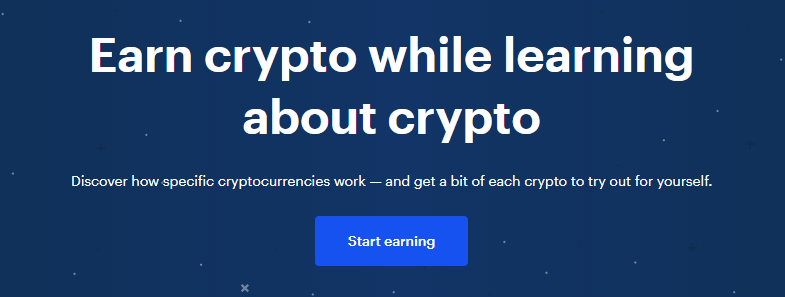 Coinbase Earn "Earn crypto while learning about crypto" landing page