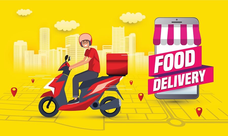 Food delivery app yellow background hero image