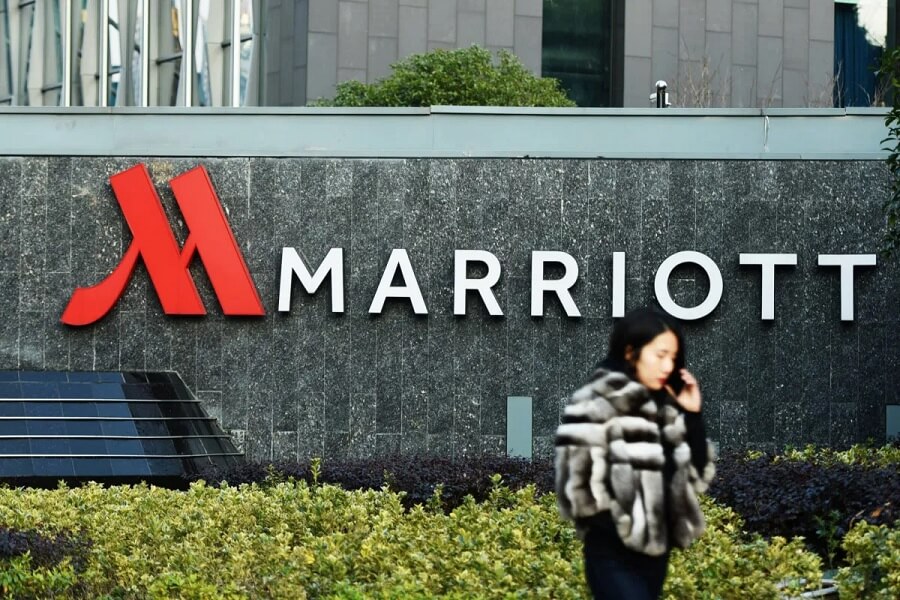 Marriott sign on stone wall