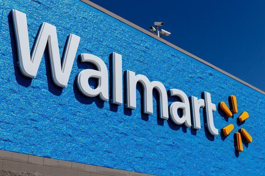 Walmart logo on store building