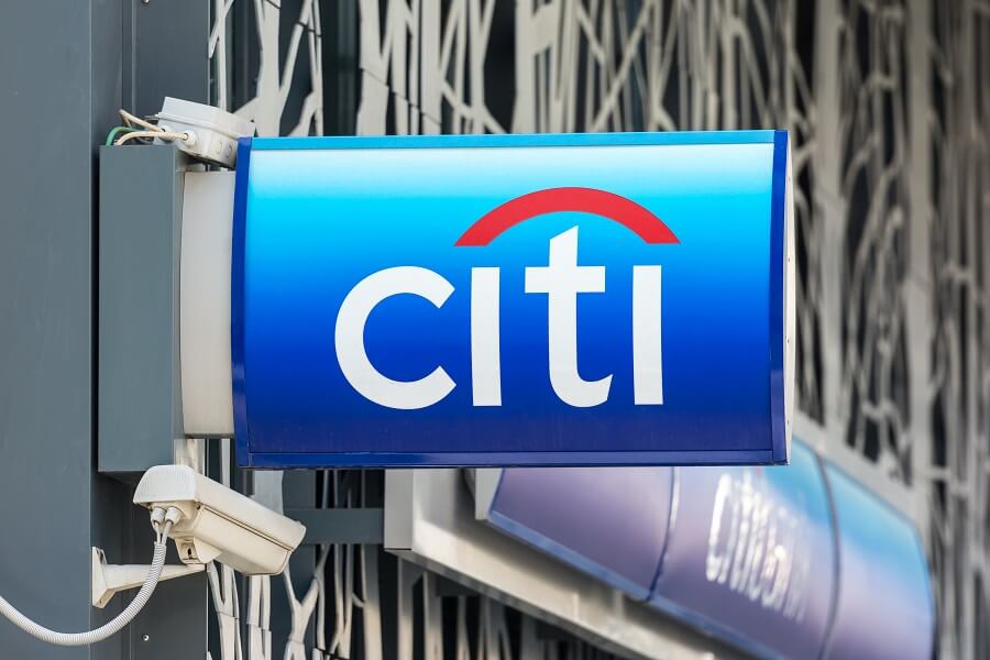 Citi logo on building sign hero image