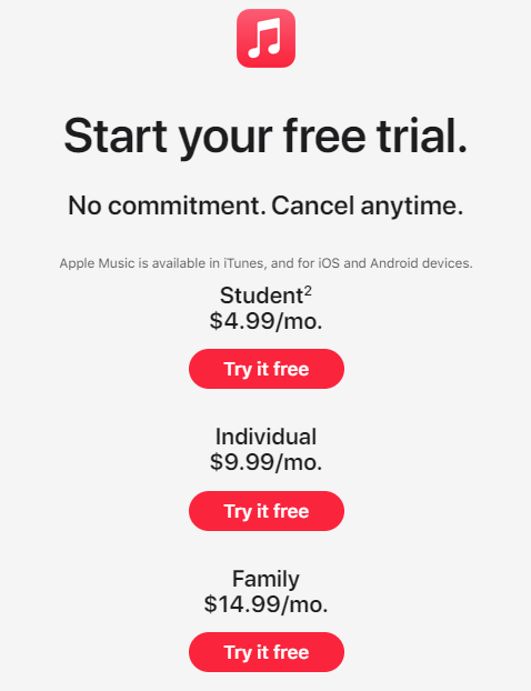 Apple Music free trial offer