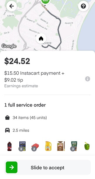 Instacart batch detailed view