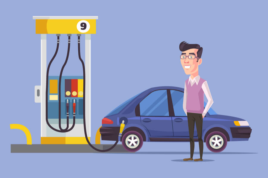 Man getting gas at gas station vector illustration hero image