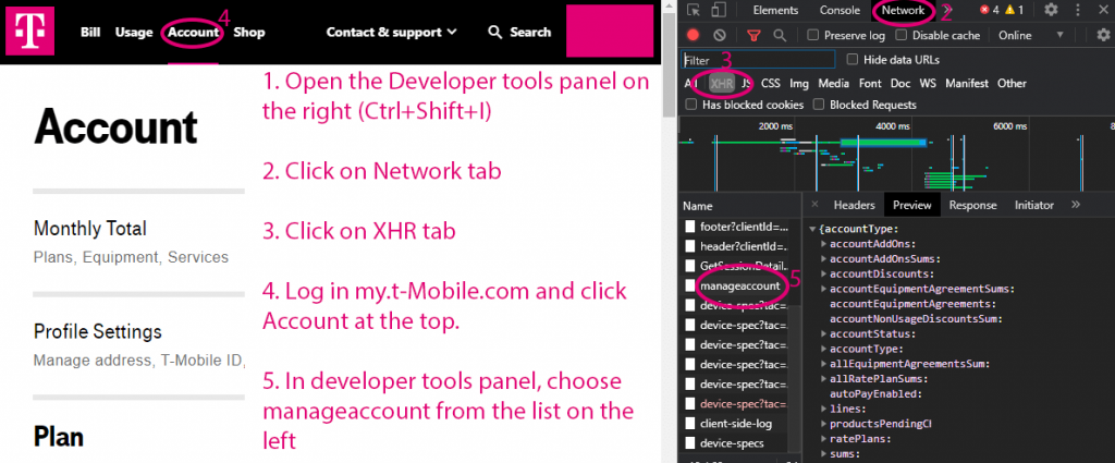 T-Mobile SOC Code using Developer Tools panel