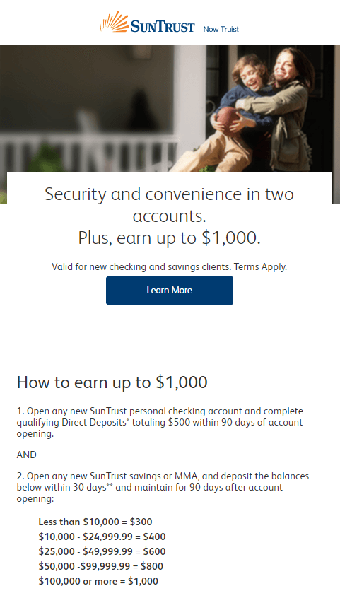 Truist $1,000 checking bonus offer