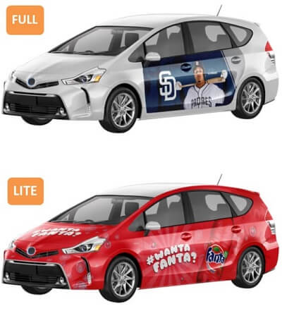 Wrapify full vs lite ad types on car