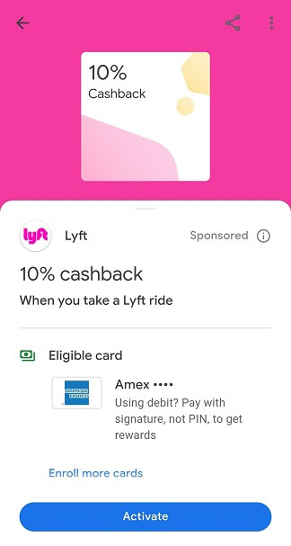 Google Pay Lululemon 20% cash back offer