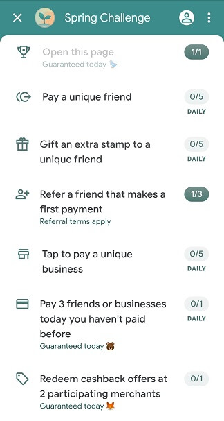 Google Pay Spring Challenge activities