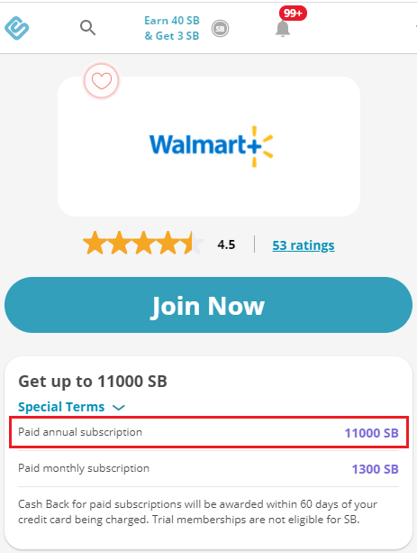 Swagbucks Walmart+ offer