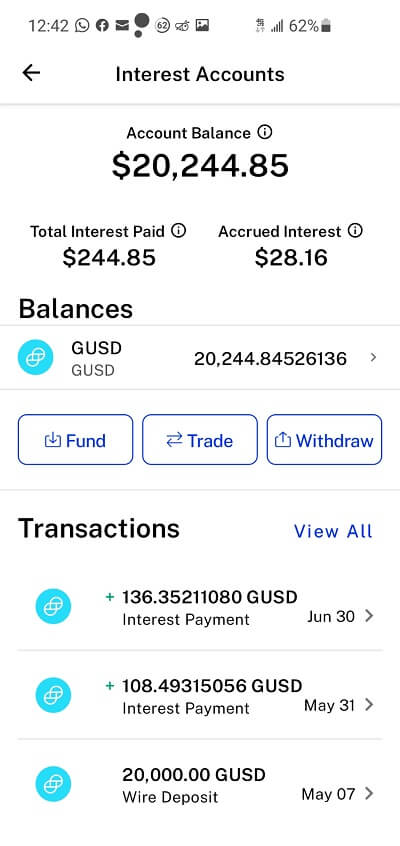 Earning interest with GUSD on BlockFi