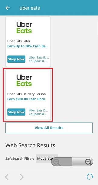 Swagbucks Uber Eats delivery 20,000 SB points offer