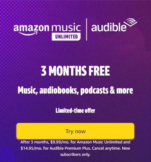 Audible 3-month trial offer