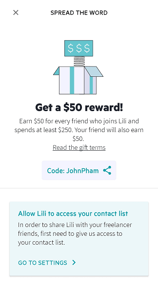 Lili referral code
