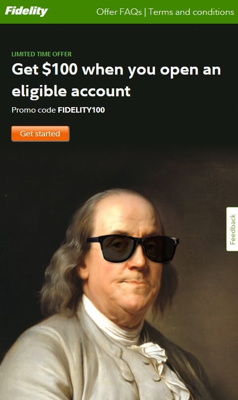 Fidelity promotions landing page