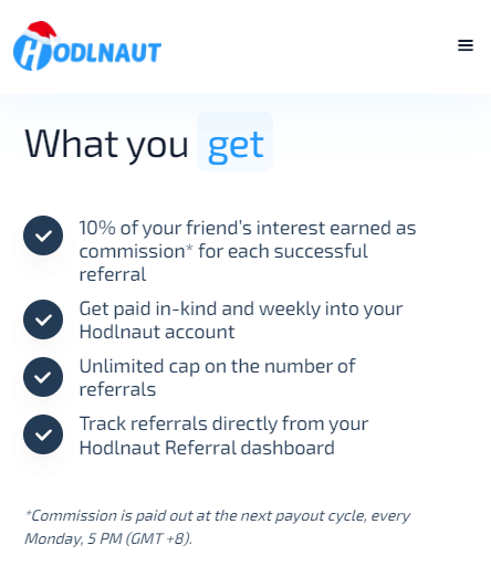 Hodlnaut referral code benefits