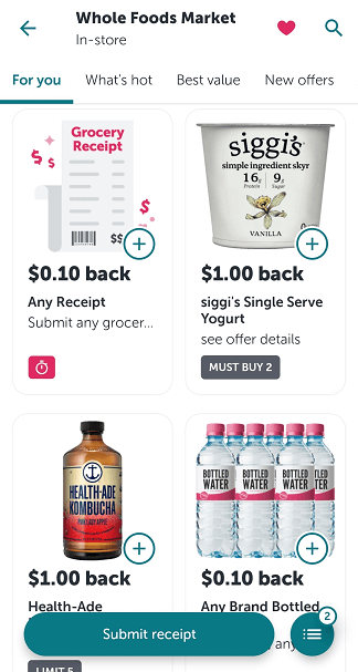 Screenshot of Ibotta: Whole Foods Market