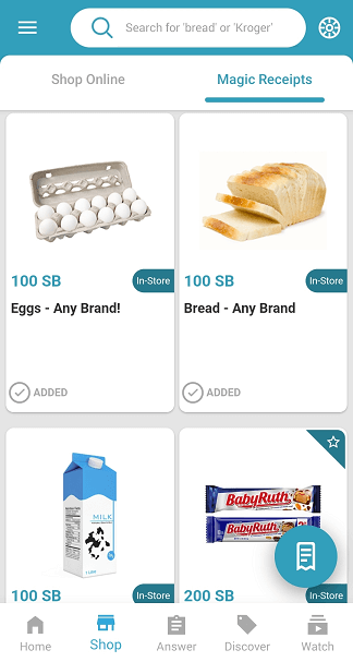 Screenshot of Swagbucks app: Magic Receipts