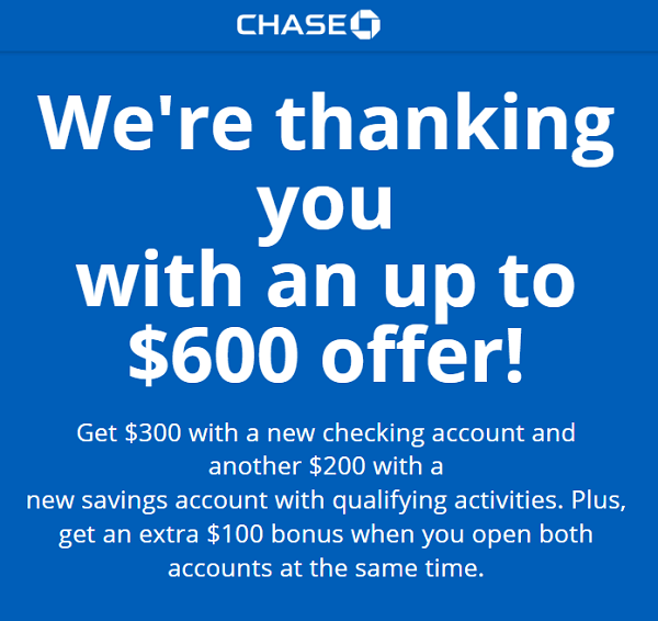 Chase $600 bonus offer