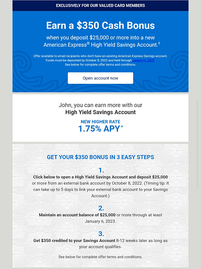 American Express High-Yield Savings Account bonus offer