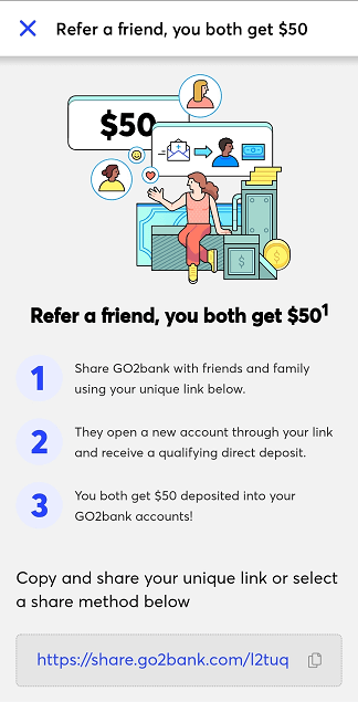 Go2Bank $50 Referral Bonus