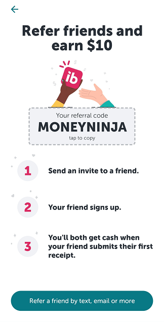 Screenshot of Ibotta Referral Code THEMONEYNINJA