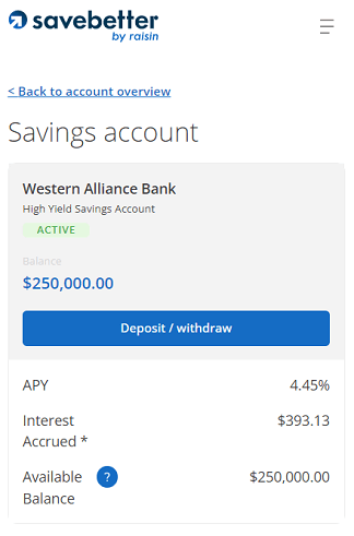 SaveBetter - Western Alliance Bank account