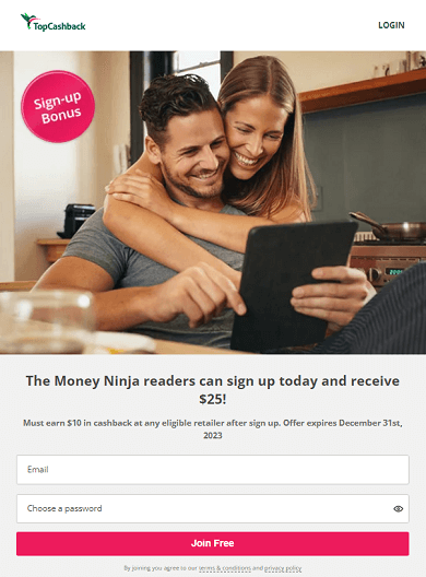 TopCashback $25 Referral Bonus