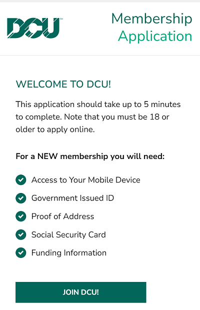 DCU Referral Bonus application page