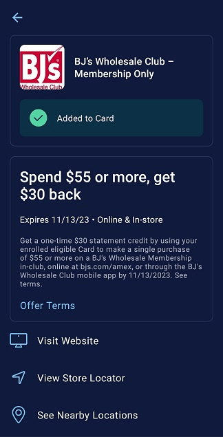 BJ's Membership: $20 Amex Offer