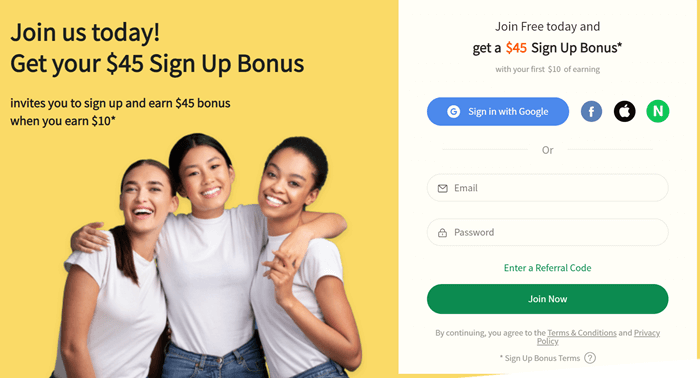 RebatesMe $45 sign-up bonus
