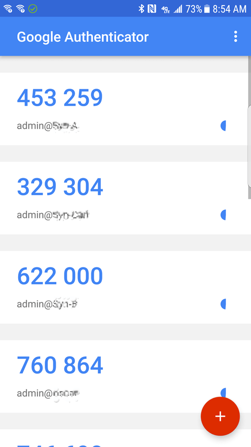 Google Authenticator screenshot